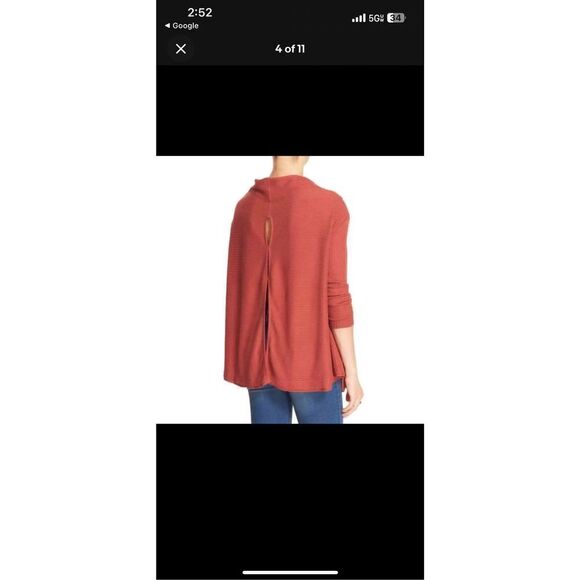Free People Lover Ribbed Split Back Pullover Tunic Size Large - Picture 3 of 10
